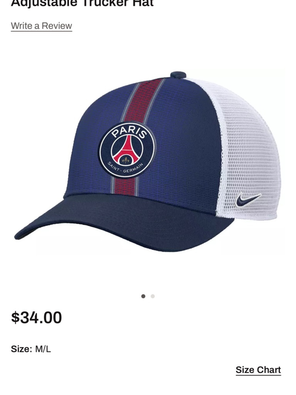 Paris Saint-Germain Adjustable Trucker Hat - sz m/L new with tags !!